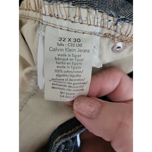 Calvin Klein Mens Jeans 32 X 39 Blue Denim Cotton 5-Pocket Zip Fly Bootcut Jeans - Picture 13 of 13